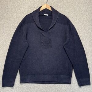 Iceberg Mens Navy Shawl Collar Wool Sweater Italy Knit Pullover Large